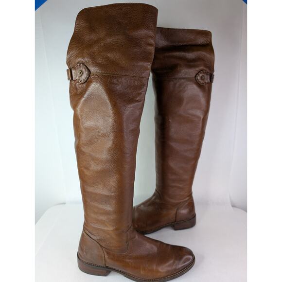 Frye Women Brown Leather OTK Over The Knee Shirley 77739 Boots Size 9.5 EUC - Picture 14 of 16
